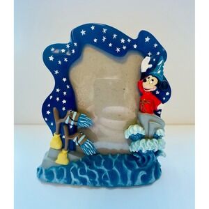 Disney Sorcerer Mickey Mouse Fantasia Picture Frame Sculpted Resin 3D Vintage
